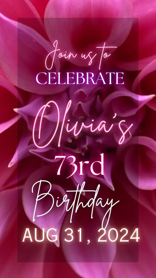 Birthday Pink Flower theme. Editable in Canva.