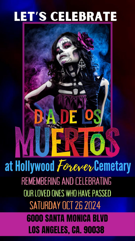 Dia de Los Muertos, Day of the Dead Invite. Editable in Canva.