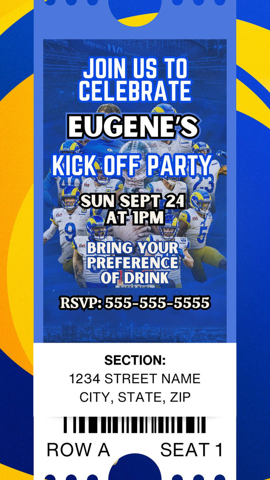 Football Invite, LA Chargers Inspired with audio. Editable in Canva.