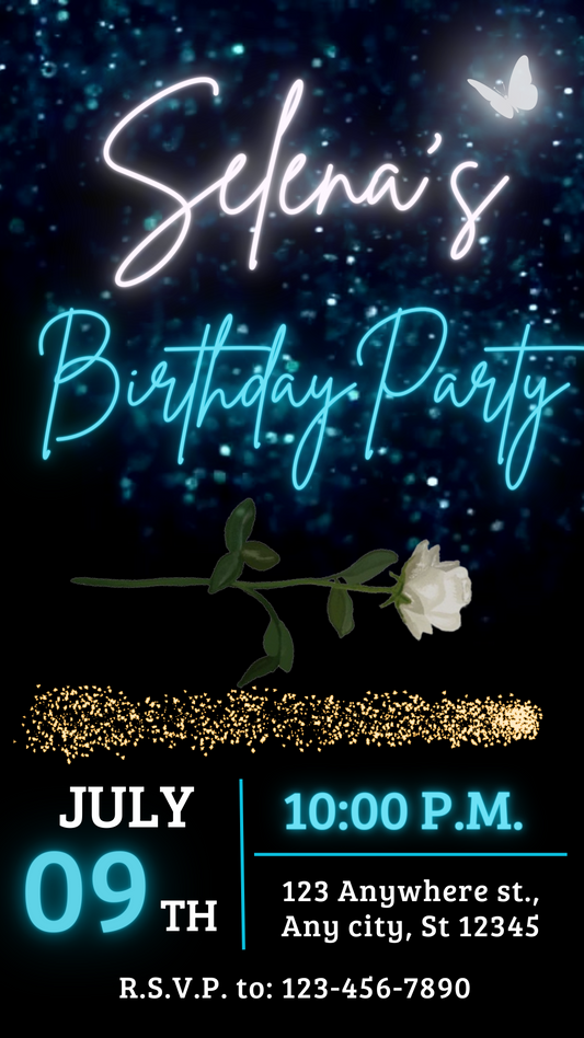 Selena Birthday Invite, Selena Themed Invite. Edit in Canva.