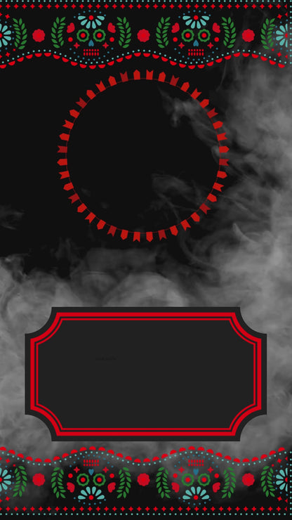 Dia de los Muertos Red Border Themed Video Invitation. Editable in Canva.