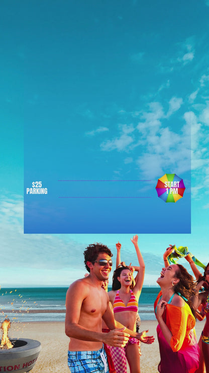 Summer Beach Party w Fire Pit (Mobile Video). Editable in Canva.